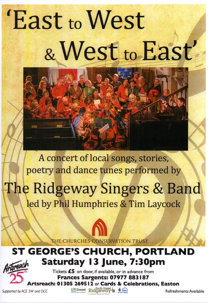 Flyer for concert called 'East to West and West to East'.