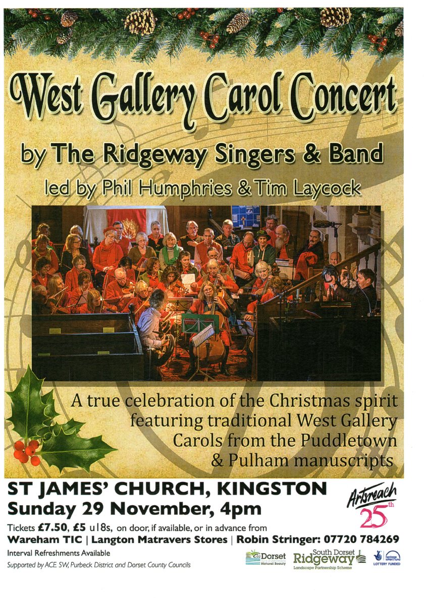 Flyer for concert featuring carols fro the Puddletown and Pulham manuscripts