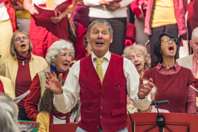 Man facing the camera with mouth open